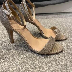 Shimmering Gold Ankle Strap Heels